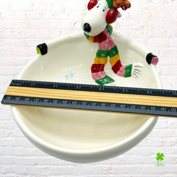 Snowflake And Jake Fitz And Floyd Candy Bowl Serving Christmas Dog Reindeer - Picture 11 of 16